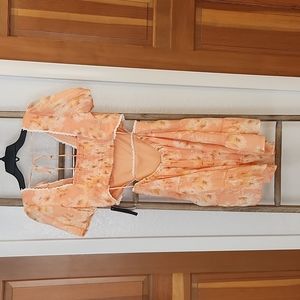 City Studio fit and flare dress. Cute cutout details and lace trim. Size L.